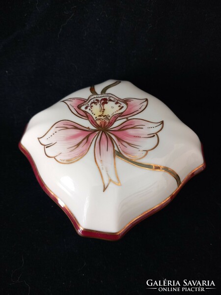 Zsolnay porcelain orchid bonbonier, flawless, new