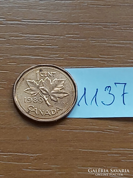 Canada 1 cent 1989 ii. Queen Elizabeth, bronze 1137