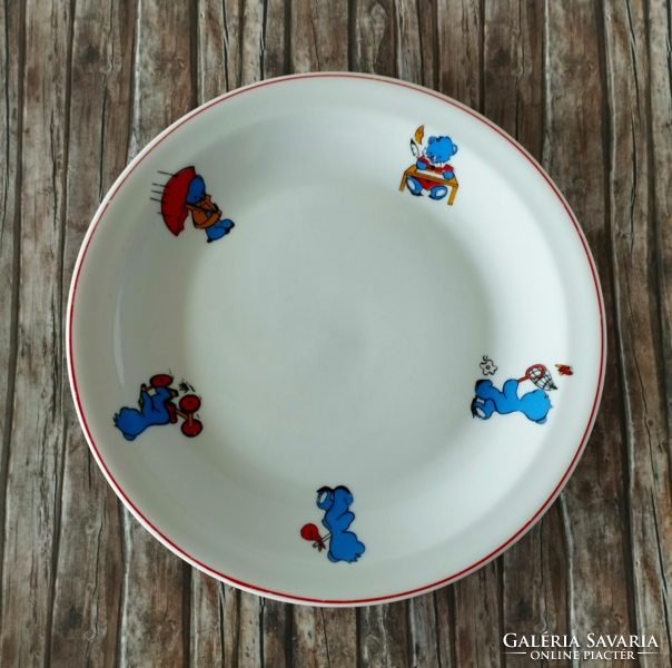 Set of 3 porcelain children's plates with an old teddy bear pattern