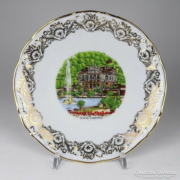 1Q546 gilded Linderhof castle decorative Bavarian porcelain plate decorative plate 20 cm