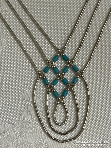 Special unique elegant silver necklaces with turquoise.