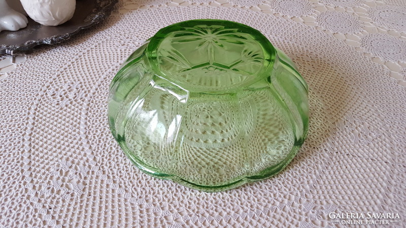 Nice thick glass bowl with green palm tree