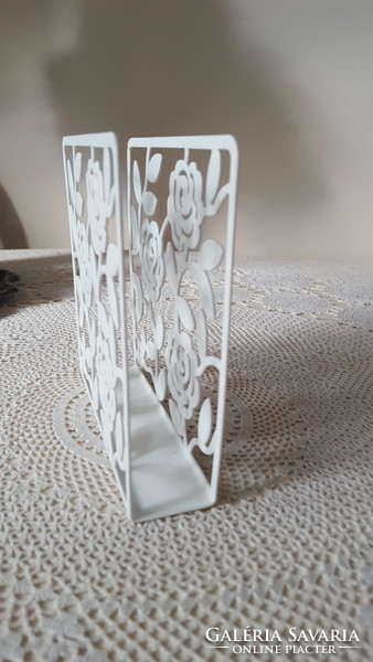 White, pink metal napkin holder