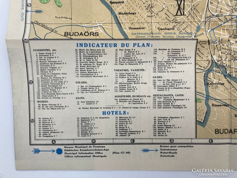 Budapest tourist map and illustrated guide from 1938, in French