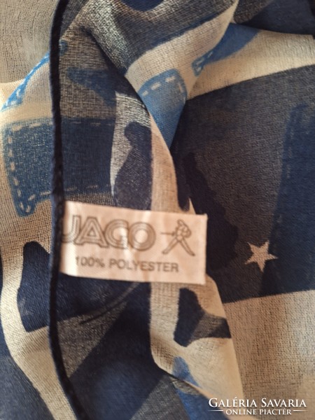 Italian silk type scarf, giant size blue-white stole, beach towel