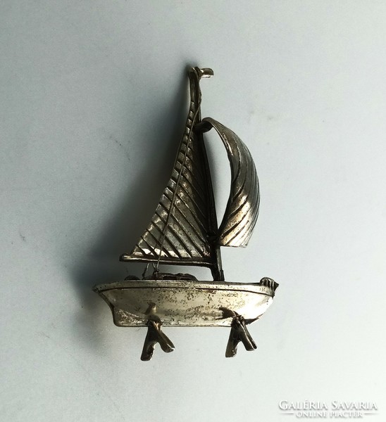 Silver figurine, sailboat