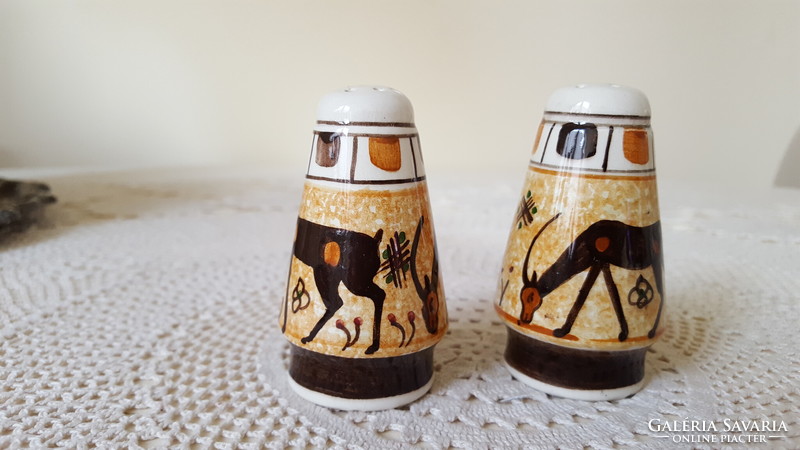 Old antelope ceramic salt and pepper shaker