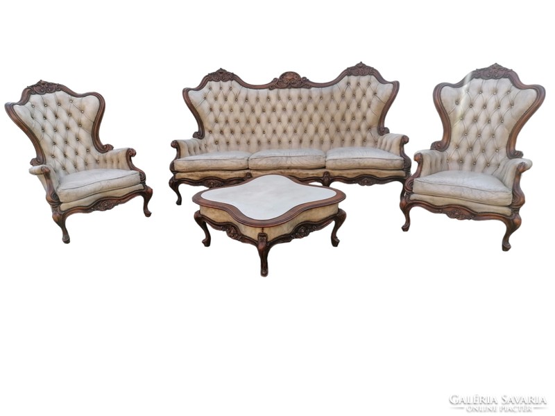 Exclusive baroque chesterfield leather sofa set, lounge set