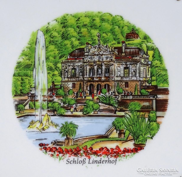 1Q546 Aranyozott Linderhof kastély díszes Bavaria porcelán tányér dísztányér 20 cm