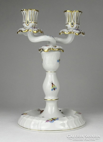 1Q690 Rothschild mintás Herendi porcelán gyertyatartó 22 cm