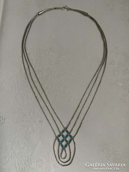 Special unique elegant silver necklaces with turquoise.
