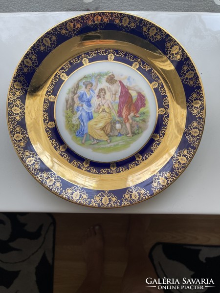 Beautiful Czechoslovak scene with richly gilded ornament plate