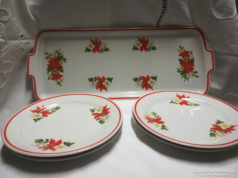 Zsolnay porcelain, Santa flower tray with 4 small plates