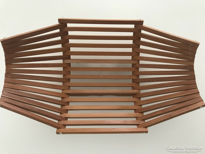 Vintage folding bread basket made of bamboo, Danish design