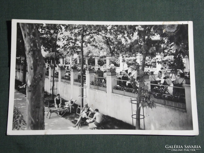 Postcard, Esztergom, Hotel Szent István Bath Hotel restaurant, terrace, 1938