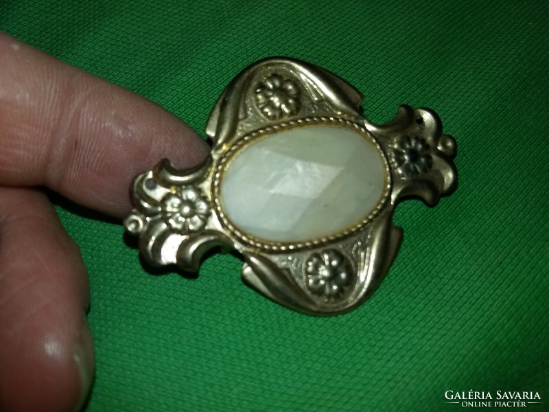 Old very nice stone brooch pin badge type 5 x 5 cm as shown in the pictures