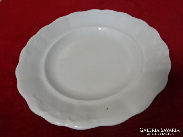 Zsolnay porcelain flat plate, antique, shield seal, white, printed pattern. Jokai.
