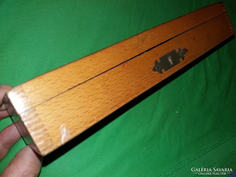 Régi iskolai egyterű rekeszes fa tolltartó 25 x 5 x 7 cm a képek szerint