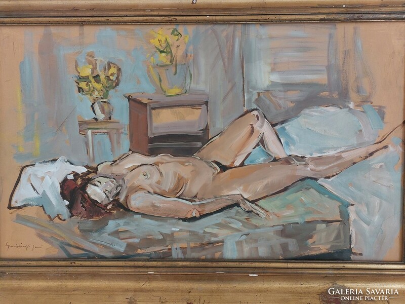 (K) nude painting by Jenő Gadányi (?) 94X61 cm with frame