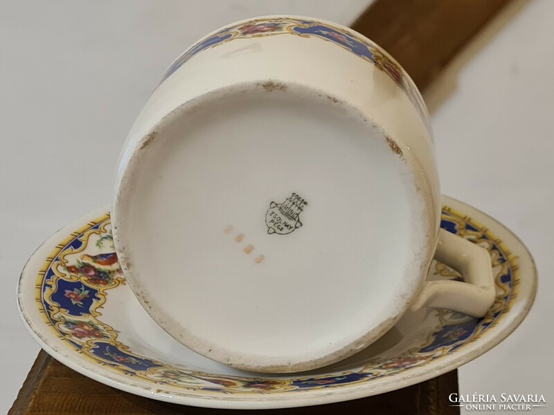 Zsolnay shield seal teacup, Art Nouveau pheasant