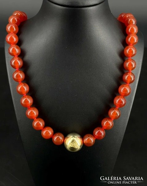 Gorgeous Carnelian Gemstone 925 Sterling Silver Necklace 14k Gold Plated - Many Many Handcrafted Jewelry