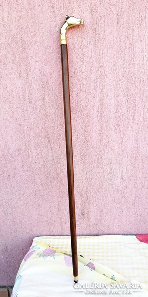 Walking stick with a bronze handle, with a colt's head, with a scraper