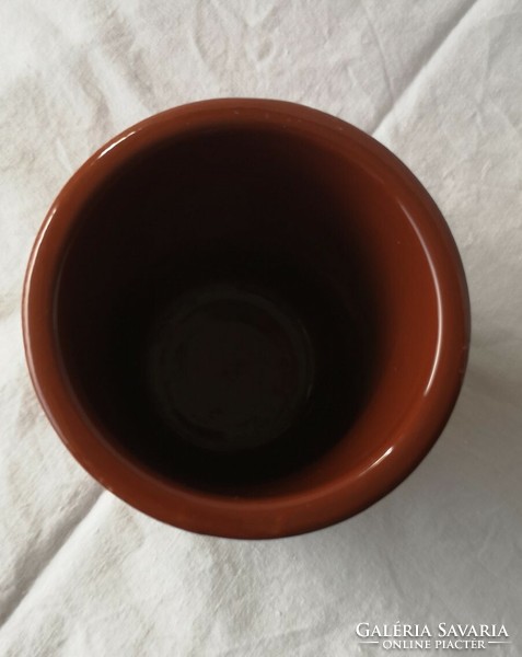 Brown glazed ceramic bowl 8 cm