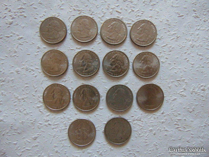 USA emlék 25 cent - 1/4 dollár 14 darab LOT !