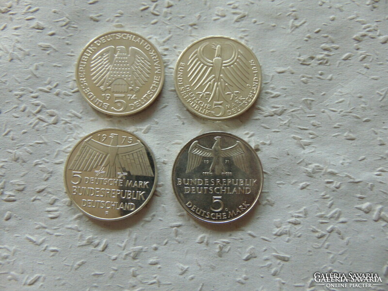 Németország ezüst 5 márka 4 darab LOT !