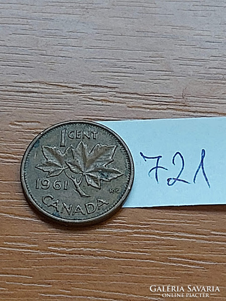 Canada 1 cent 1961 ii. Queen Elizabeth, bronze 721