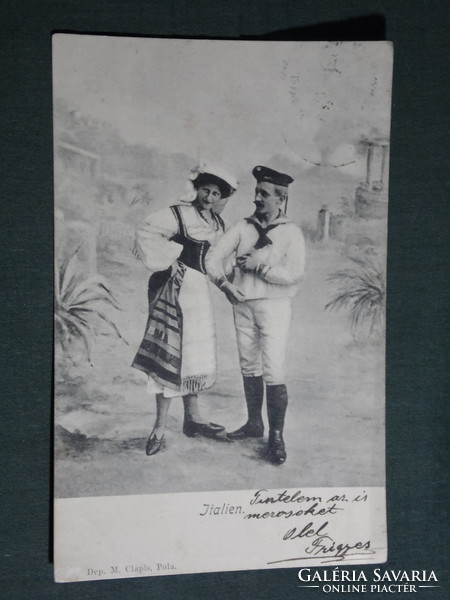 Postcard, Italian, Italy, folk costume, sailor, sailor, 1900-10
