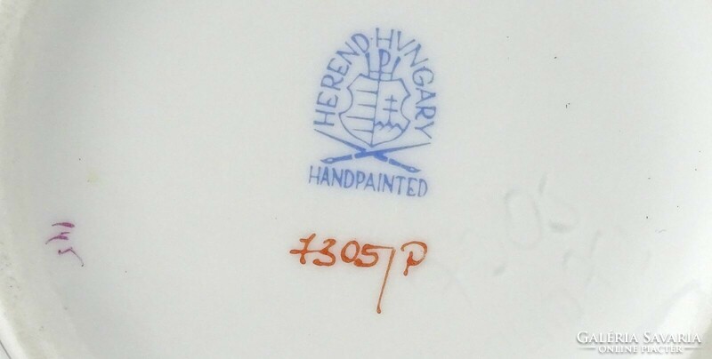 1Q674 Lila indiai kosár mintás Herendi porcelán kaspó