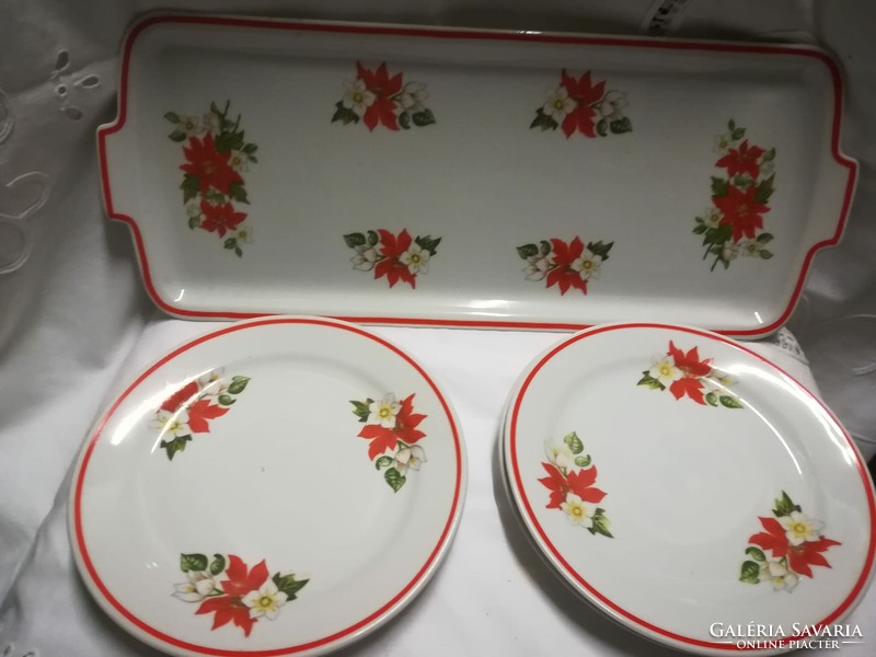 Zsolnay porcelain, Santa flower tray with 4 small plates