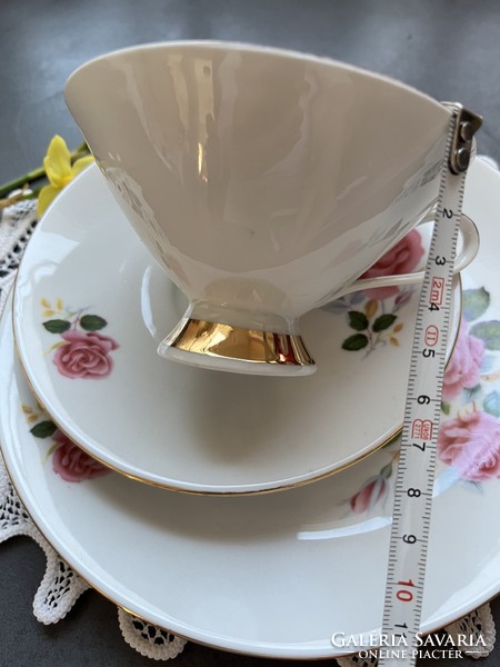 Wonderful art deco kronester bavaria classic rose breakfast tea cup set, trio