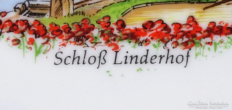 1Q546 Aranyozott Linderhof kastély díszes Bavaria porcelán tányér dísztányér 20 cm