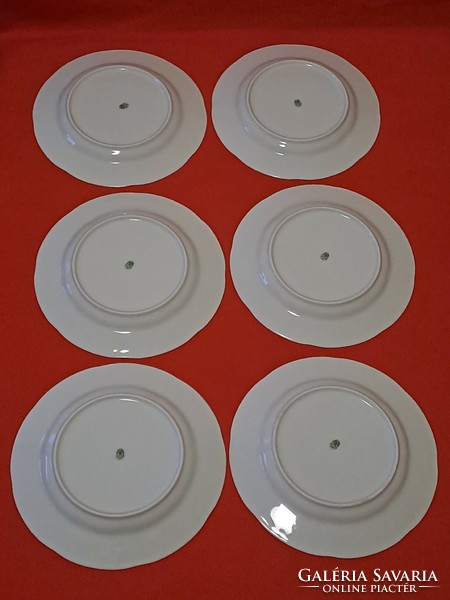 New, never used! 6 Pcs. Zsolnay gold feathered flat plate