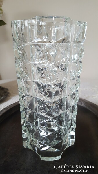 Beautiful, heavy French art deco crystal glass vase