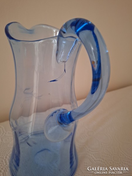 Blue glass water jug, spout