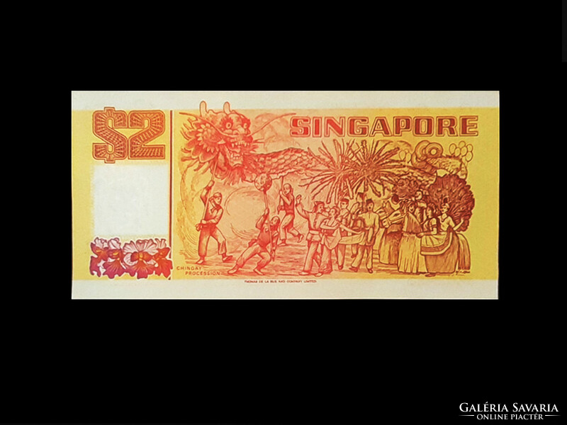Unc - $2 - Singapore - 1990 (with leon watermark...Rare!)