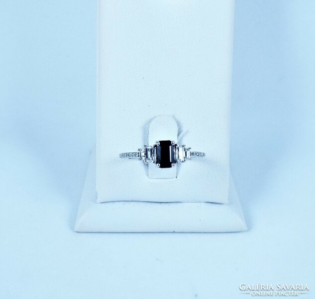 Gorgeous 10k white gold ring with diamonds, blue and white sapphires!