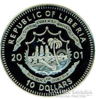 A szabadság pillanatai - Libéria 10 Dollár 2001  Proof