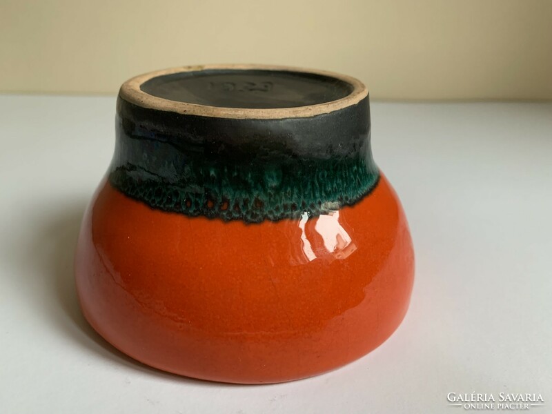 Retro ikebana black and red glazed ceramic bowl bowl