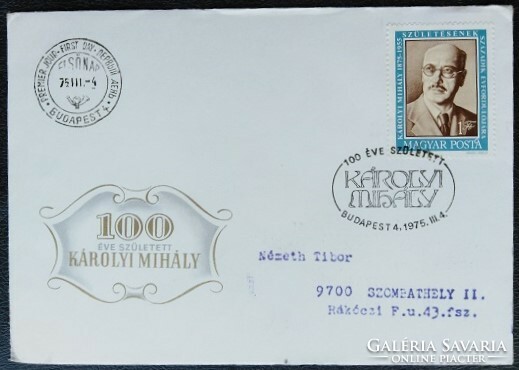 Ff3022 / 1975 Károlyi Mihály stamp ran on fdc