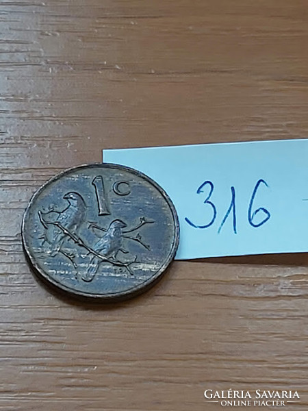 South Africa 1 cent 1975 bronze, Cape sparrow 316