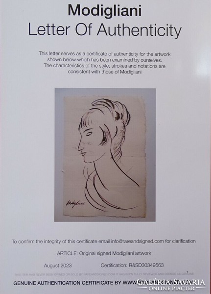Modigliani: portrait of a woman - certificate of authenticity!