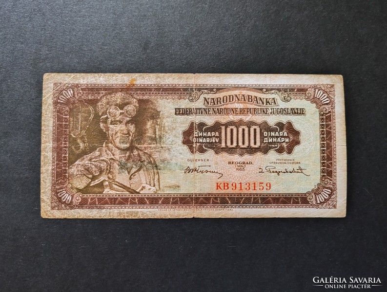 Ritkább! Jugoszlávia 1000 Dínár 1955, F+ (1)