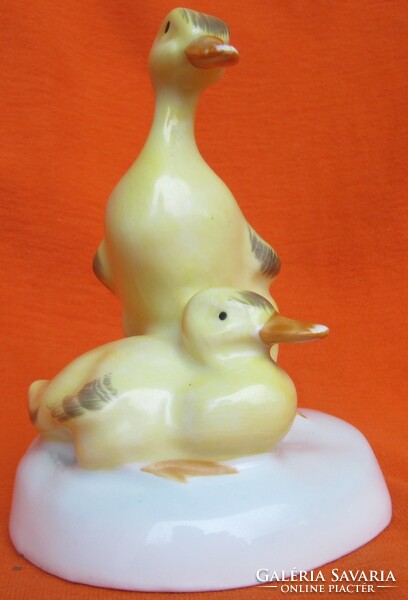 Retro aquincum porcelain duck pair marked, 7 cm high