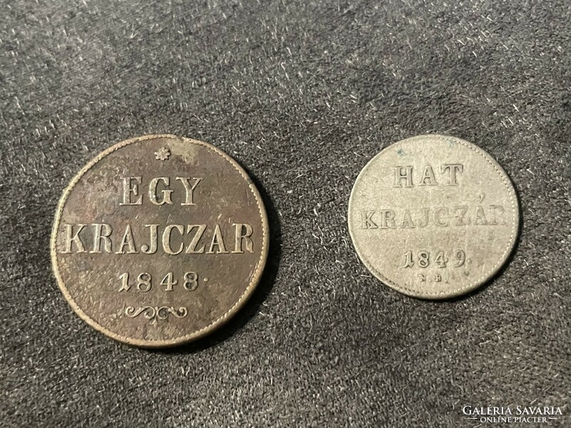 1848, 1849, Egy és hat krajcár, krajczár