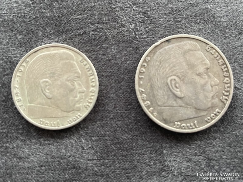 1937, Silver imperial 2 and 5 marks