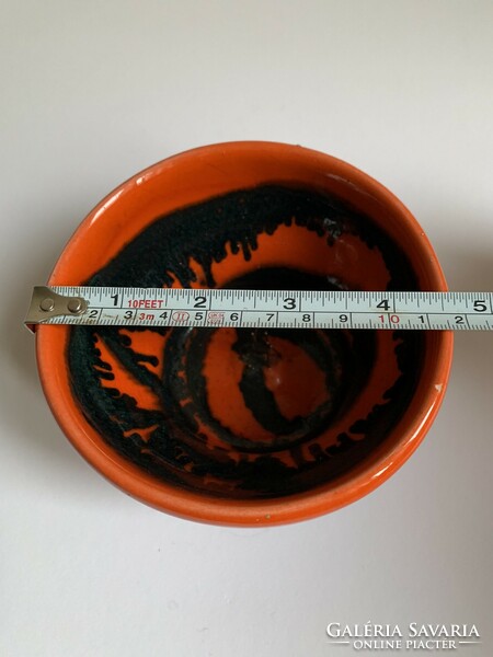 Retro ikebana black and red glazed ceramic bowl bowl